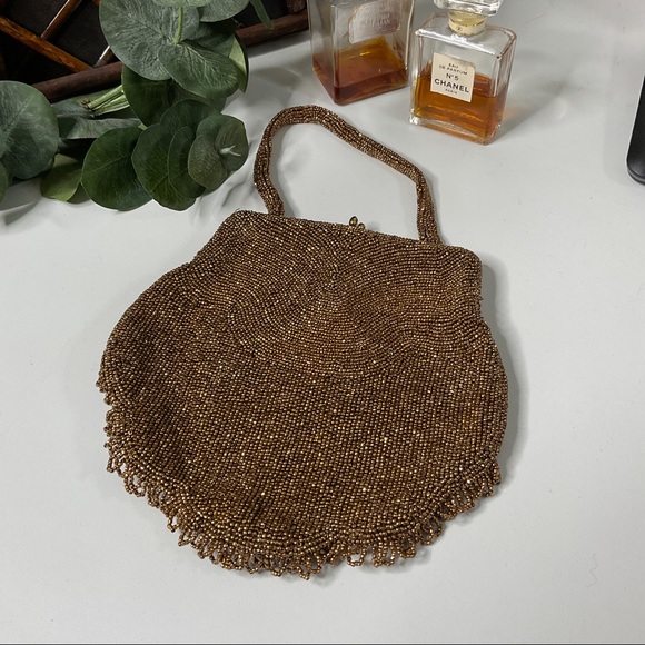 VTG Beaded Evening Purse 50s Bronze  Belgium - Picture 1 of 15